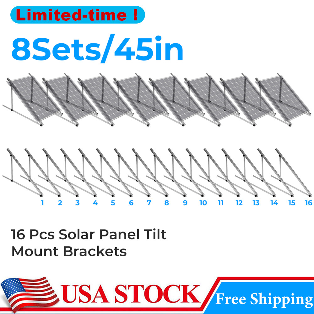 45in Adjustable Solar Panel Mounting Brackets 8 Sets for RV Garden Camping Roof