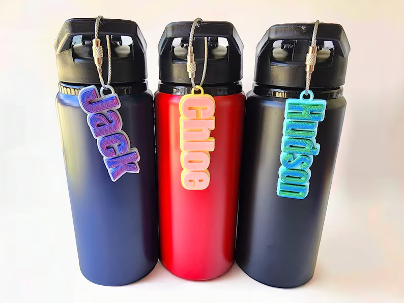 Bottle Name Tag, Personalized Name Keychain, Custom Backpack Tag, School Name