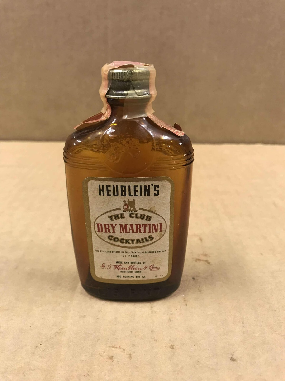 Vintage Heublein's Dry Martini Empty Mini Bottle