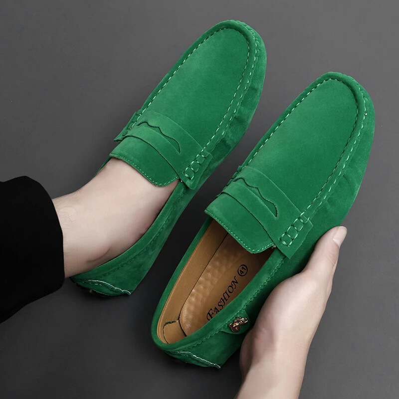 Fashion Men's Suede Loafers Comfortable Casual Shoes Slip on Flat Driving Shoes