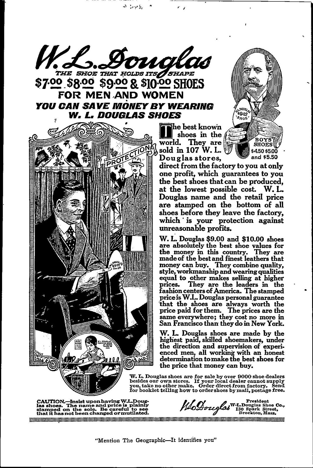 W. L. Douglas Shoe Company Vintage Print Ad Footwear Ephemera Shoes