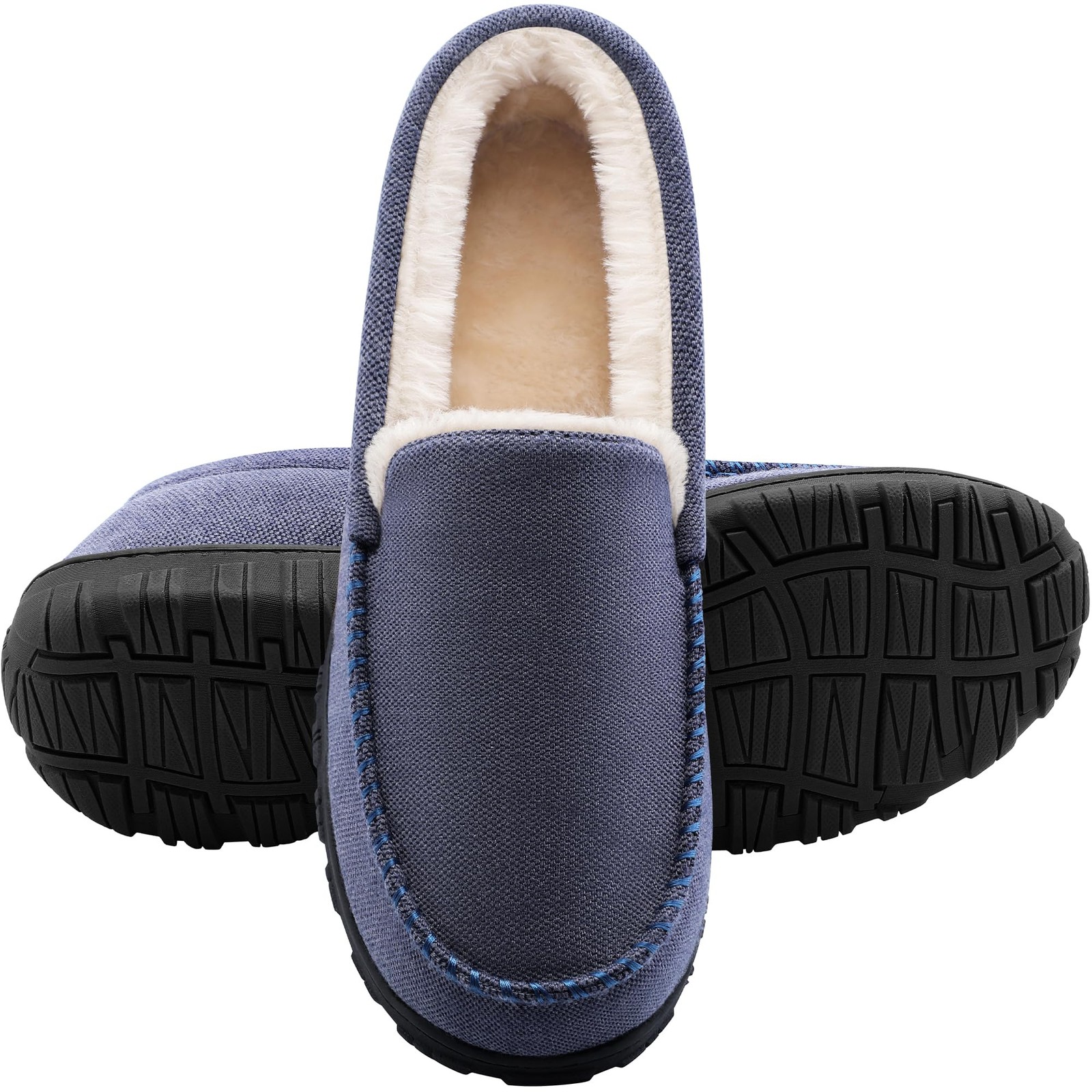 shoeslocker Men Slippers Indoor Outdoor Anti-Slip Slippers for Men Warm Plush...