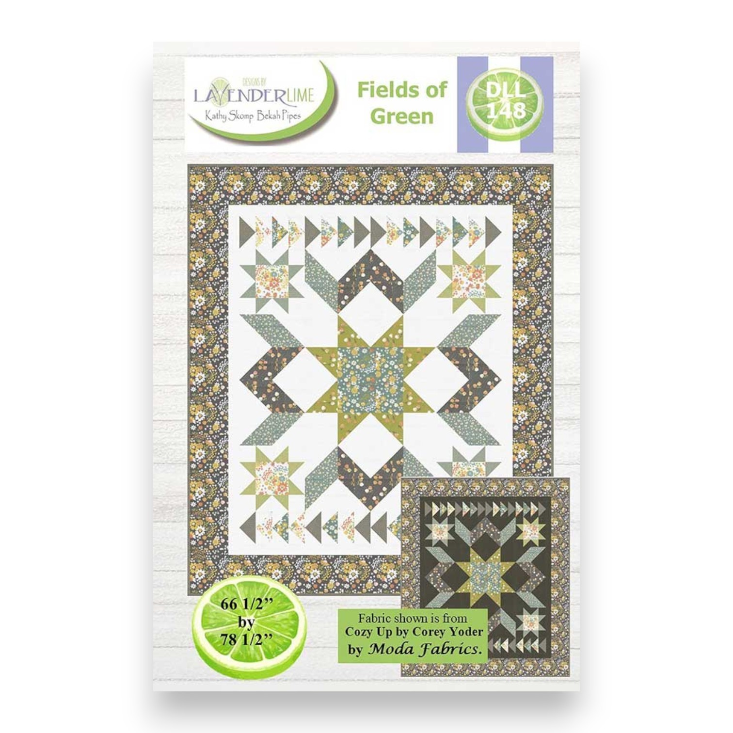 Fields of Green Quilt Pattern 64 1/2" x 76 1/2" from Lavender Lime - DLL 148