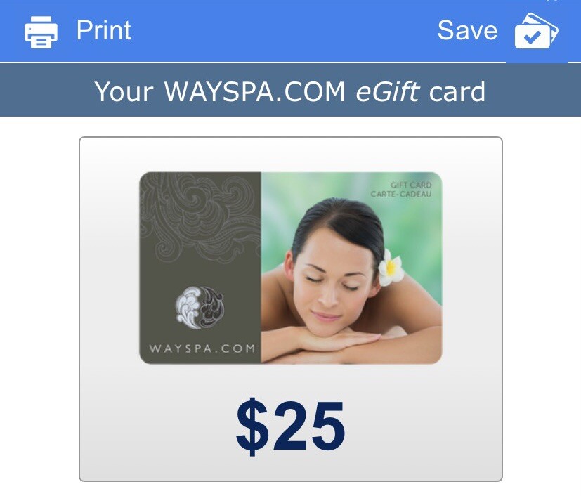 One $25 Wayspa.com Gift Card