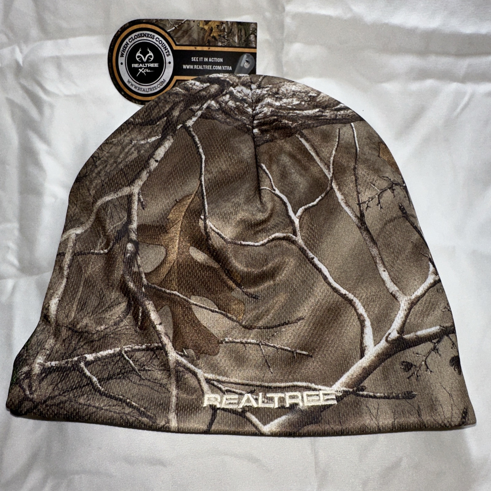 Realtree Xtra Camo Beanie Embroided Logo Eat Hunt Sleep Knit Lined New W Tags