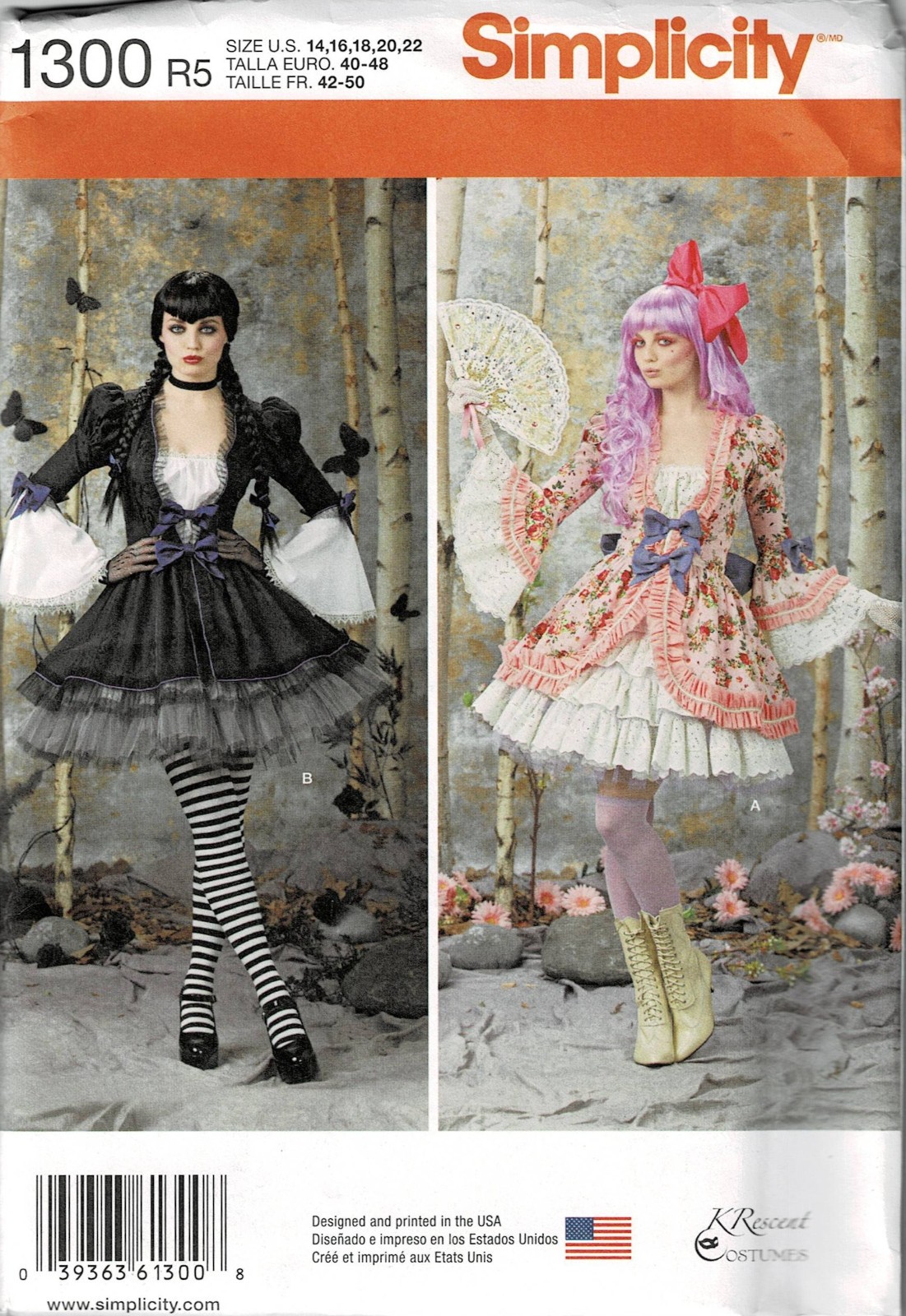 PATTERN Misses' GOTH/LOLITA Costume Size 14 16 18 20 22 UNCUT Simplicity 1300