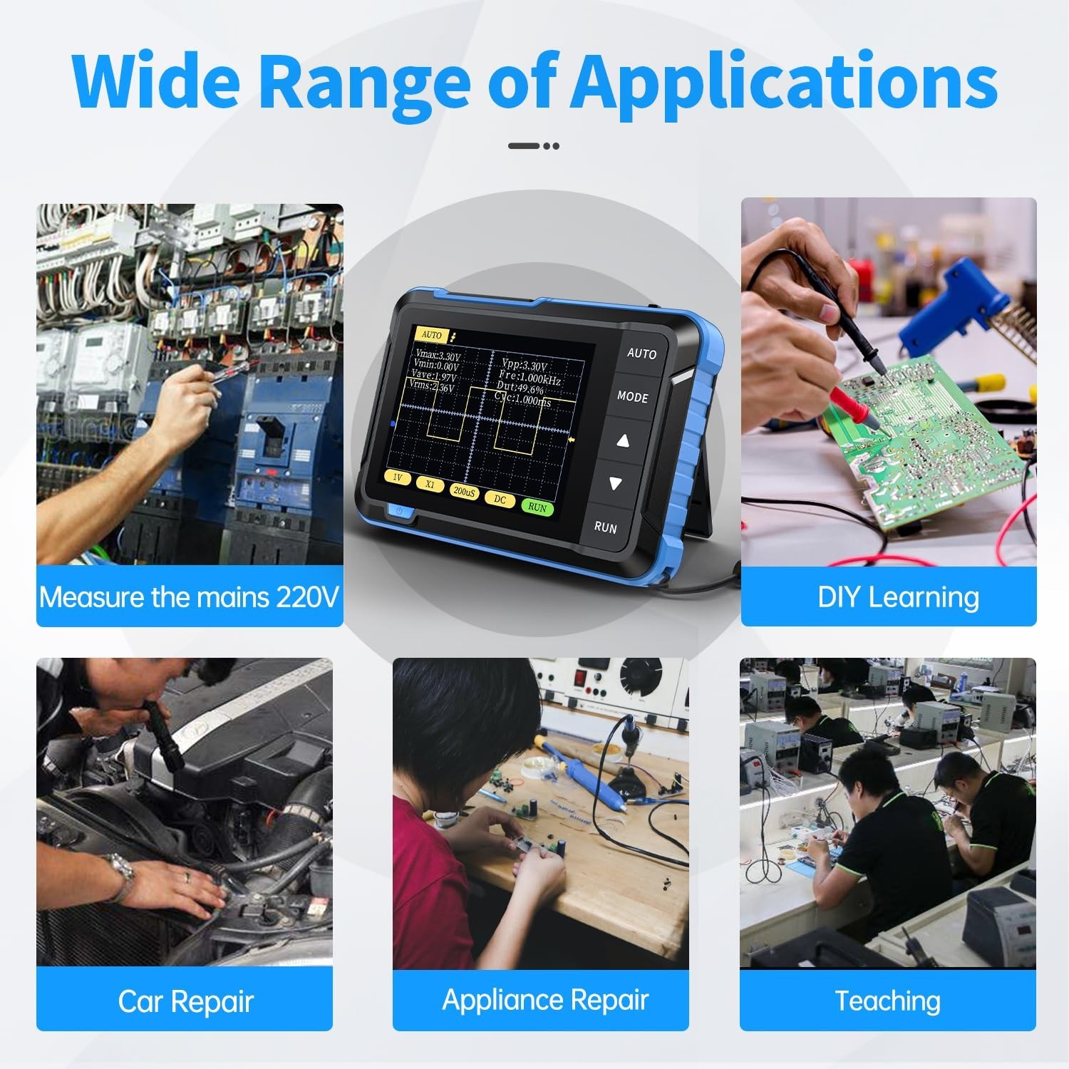 Digital Oscilloscope Handheld Pocket with High Sampling Rate 2.8 Inch TFT