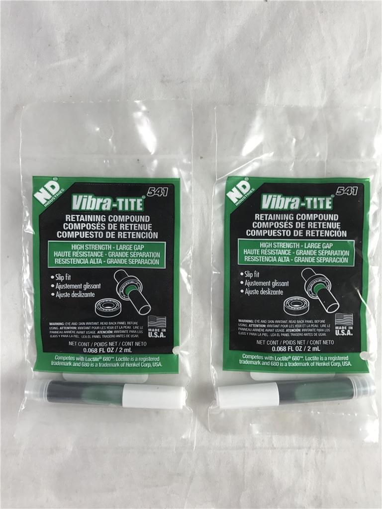 NEW 2 Pack Vibra-Tite 541 Retaining Compound High Strength .068 oz (2 ml) each