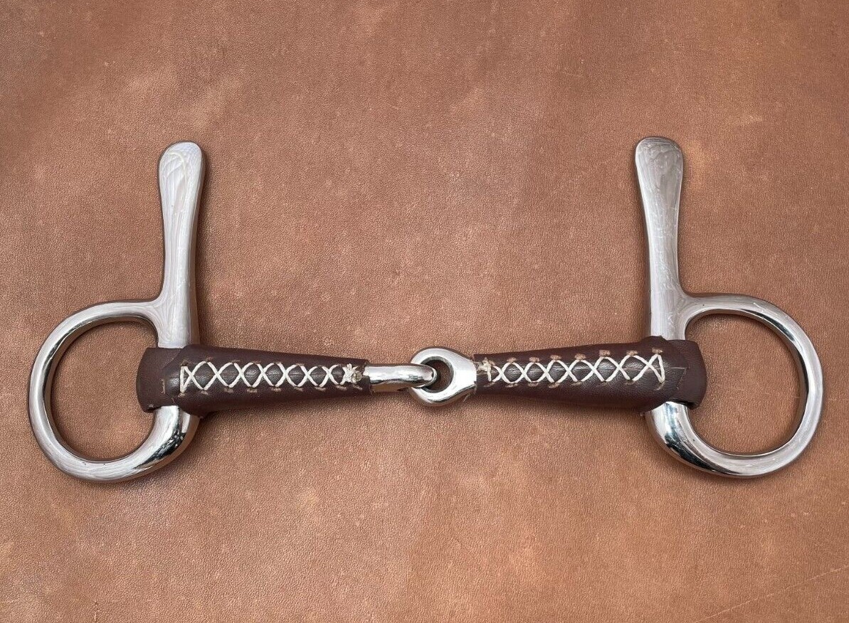 Half Cheeked Leather Covered Snaffle  Bit English Driving Single Jointed 5.25”