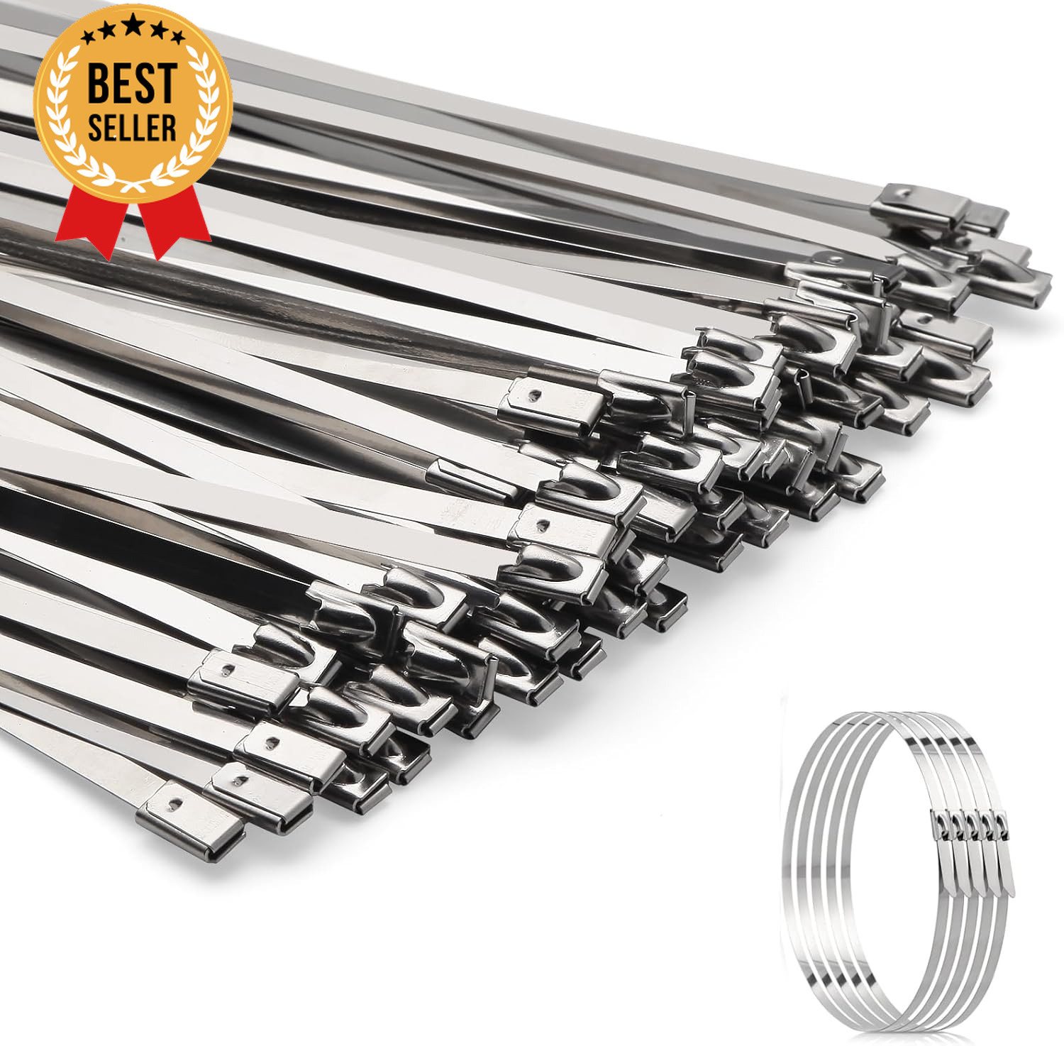 100Pcs Metal Zip Ties 11.8In Stainless Steel Self Locking Heavy Duty Cable Ties