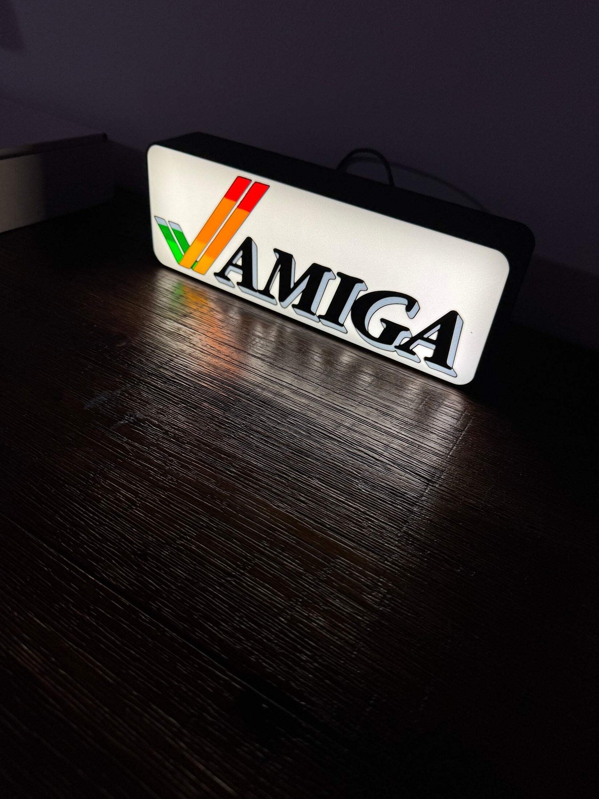 Commodore Amiga Logo & Word - LED Light up sign - Vintage Computing Wall Art