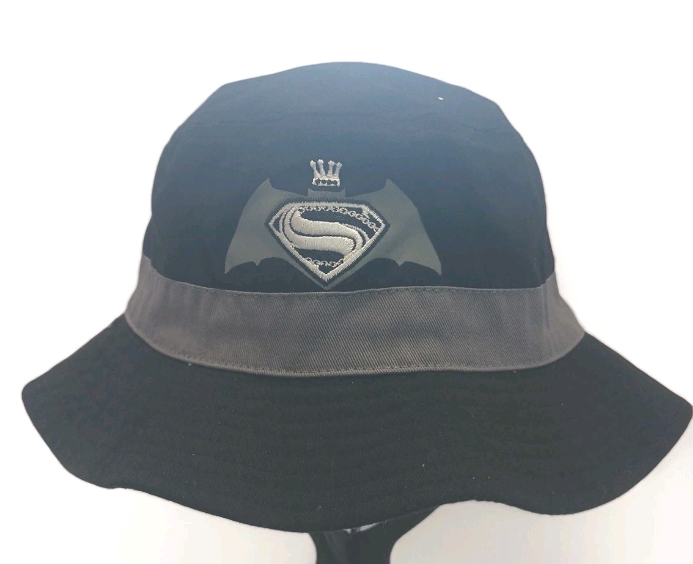 Superman Batman Dawn Of Justice Black Bucket Hat 24" Size 7-5/8 Embroidered "S"