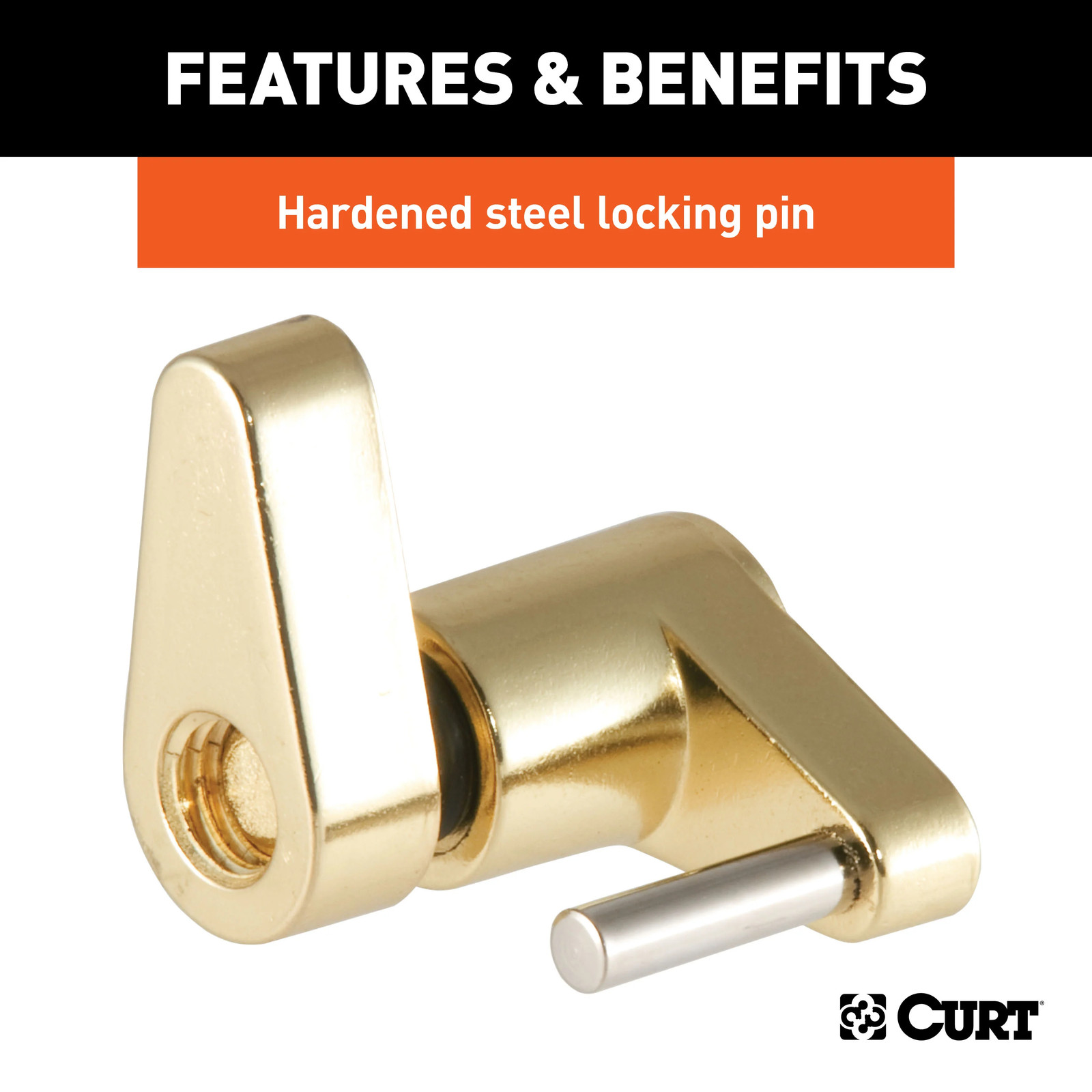 Curt Coupler Lock (1/4" Pin, 3/4" Latch Span, Padlock, Brass-Plated)