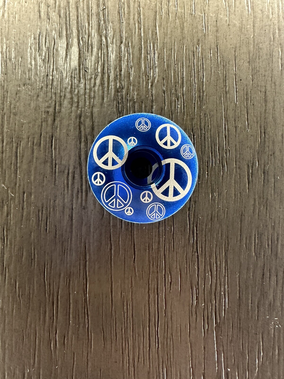 Peace Sign Design Bicycle Headset Top Stem Cap 1 1/8" Blue