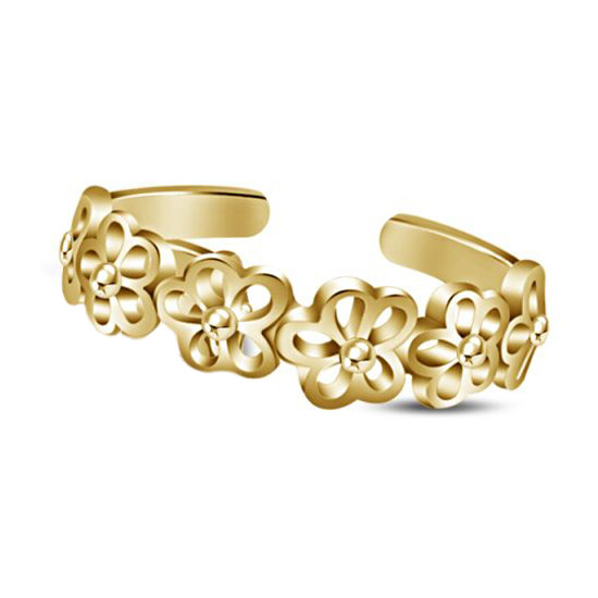 Luxurious Flower's Toe Ring 14k Yellow Gold Plated Sterling Silver For Women's