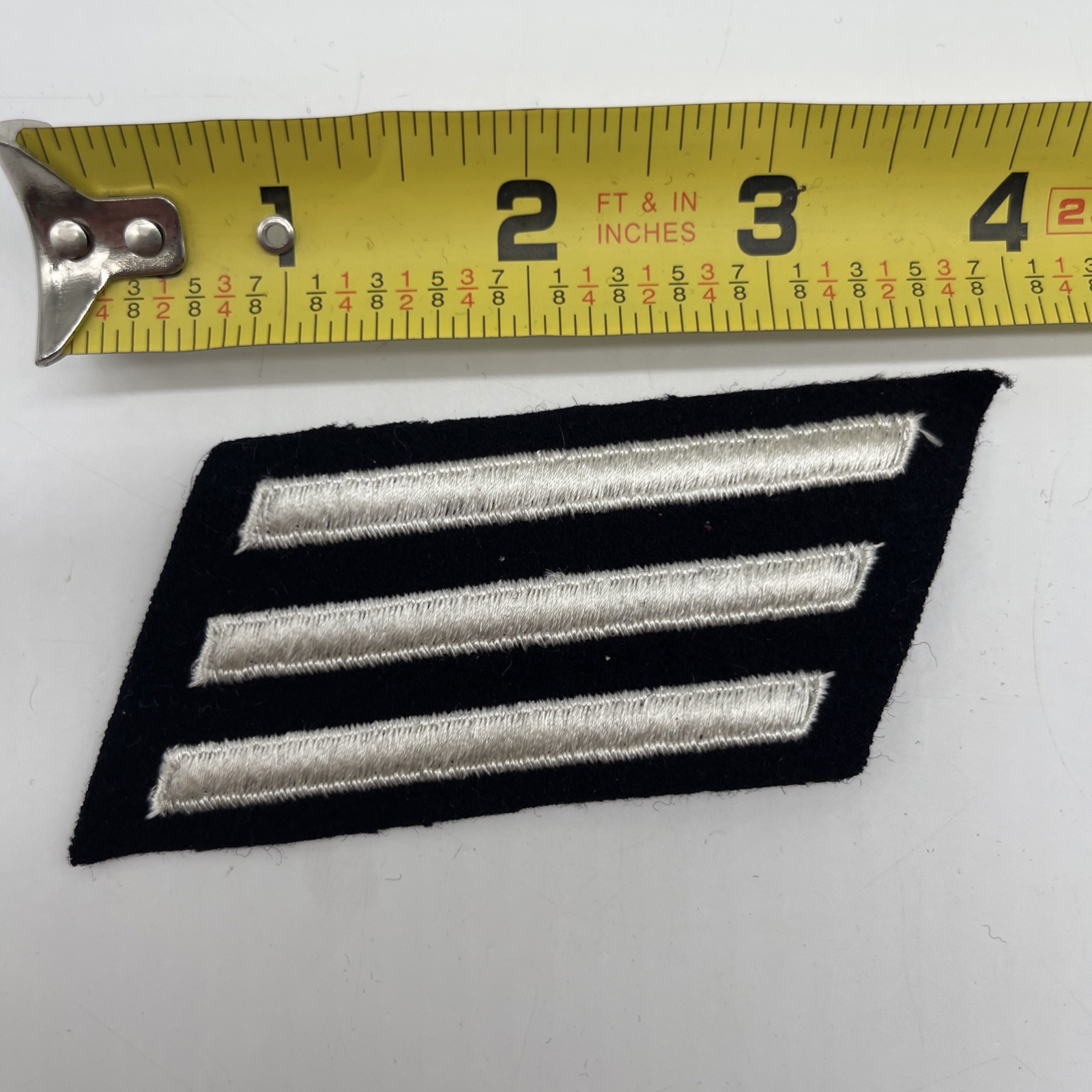 US Military Navy Naval Seaman 1st Class Winter 3 Stripe Felt Patch Black White