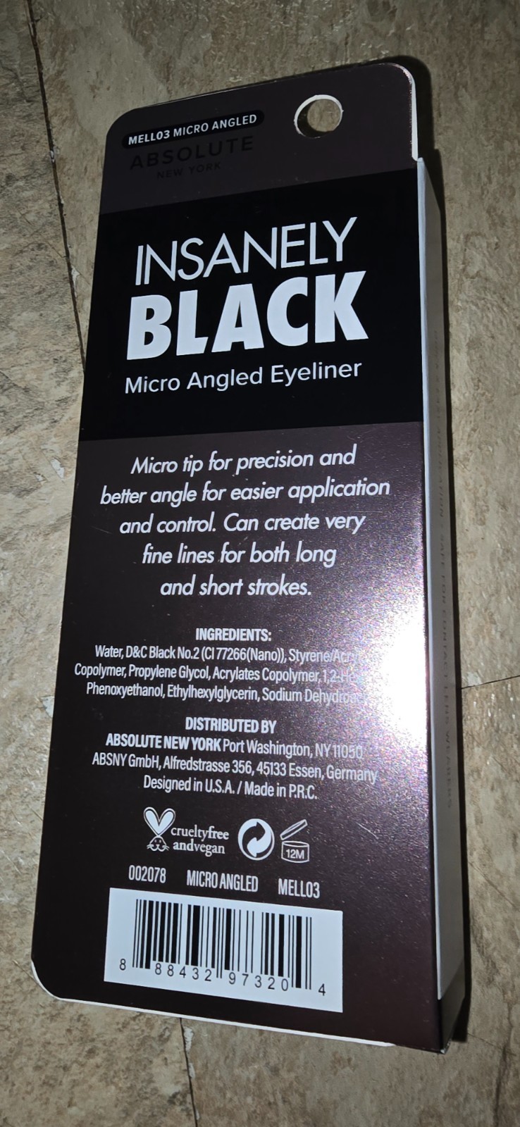 Absolute New York Insanely Black Micro Angled Liquid Eyeliner, Thin Pointed End,