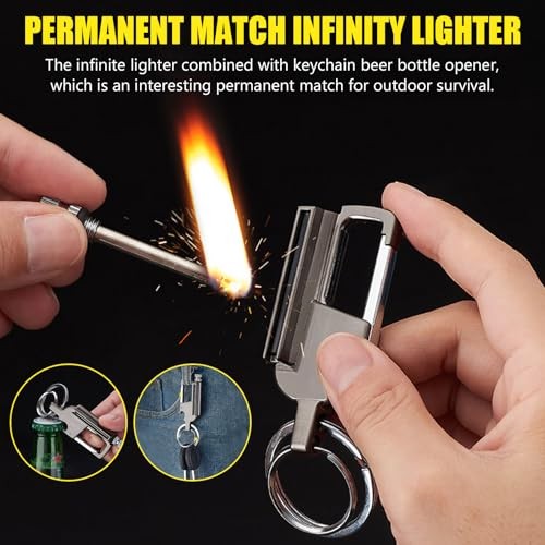 Permanent Match Infinity Lighter, Multitool Keychain Bottle Opener for Men,