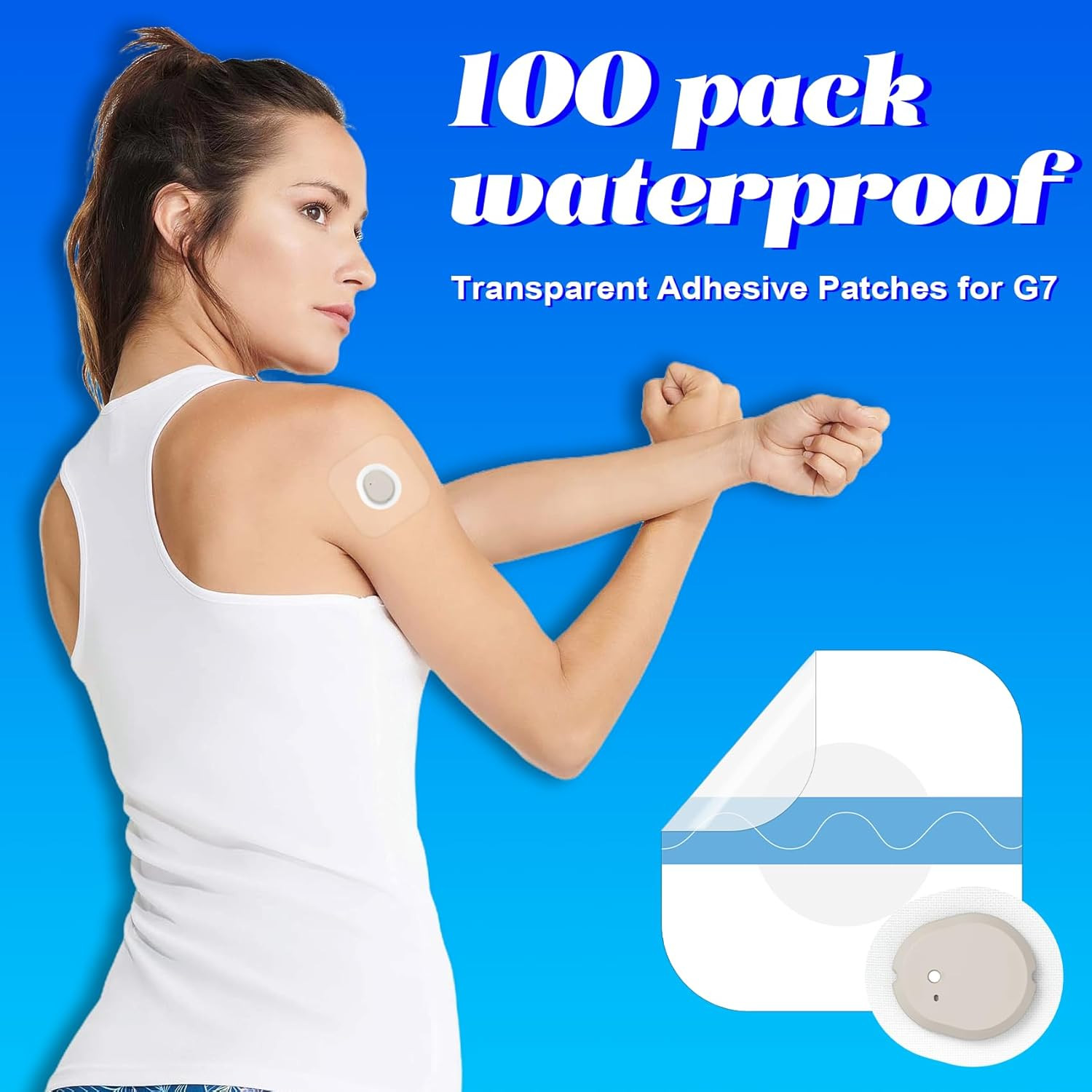 Dexcom G7 over Patches Waterproof Full Coverage 100 Pack Breathable & Transparen