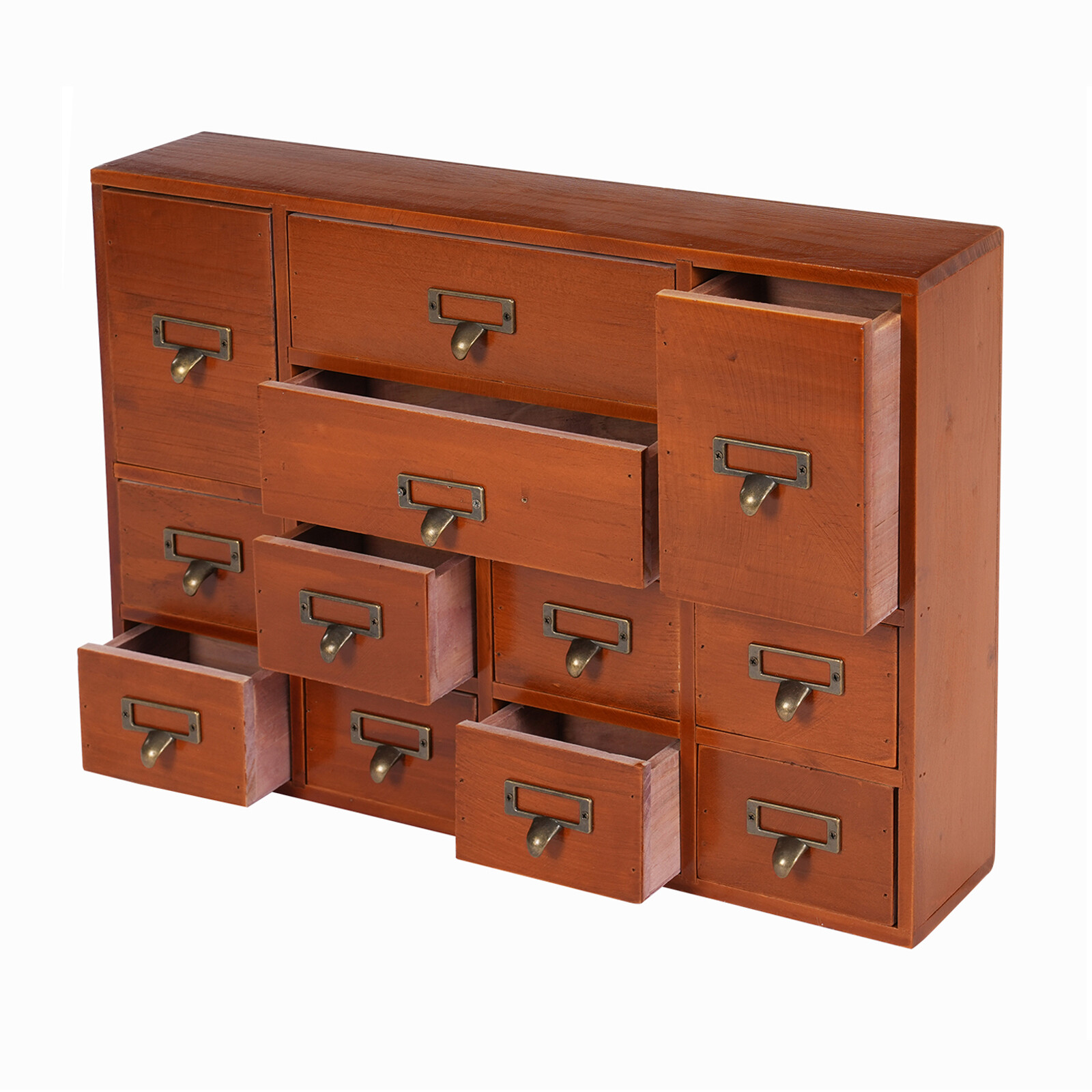 12-Drawer Wooden Desktop Organizer - Stylish Storage for Home & Office