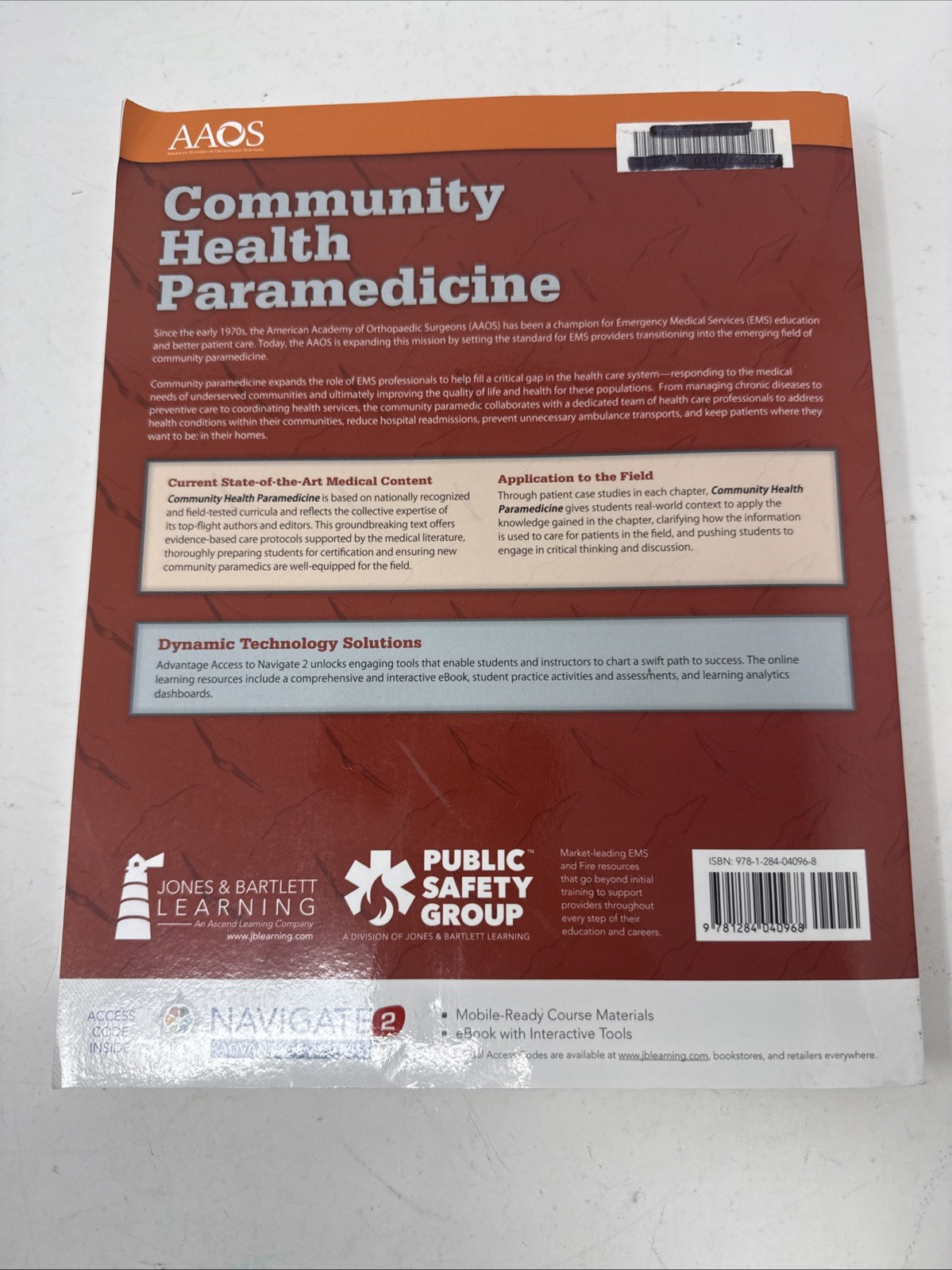 Community Health Paramedicine: Paperback, by AAOS *Good- W/ Access Code