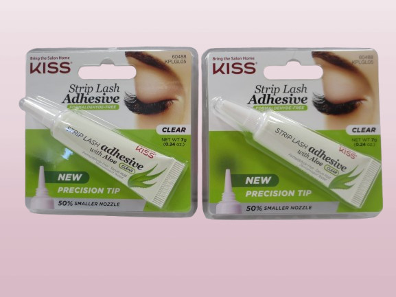 KISS STRIP LASH ADHESIVE FORMALDEHYDE - FREE KPLGL05 CLEAR 0.24 OZ. LOT OF 2