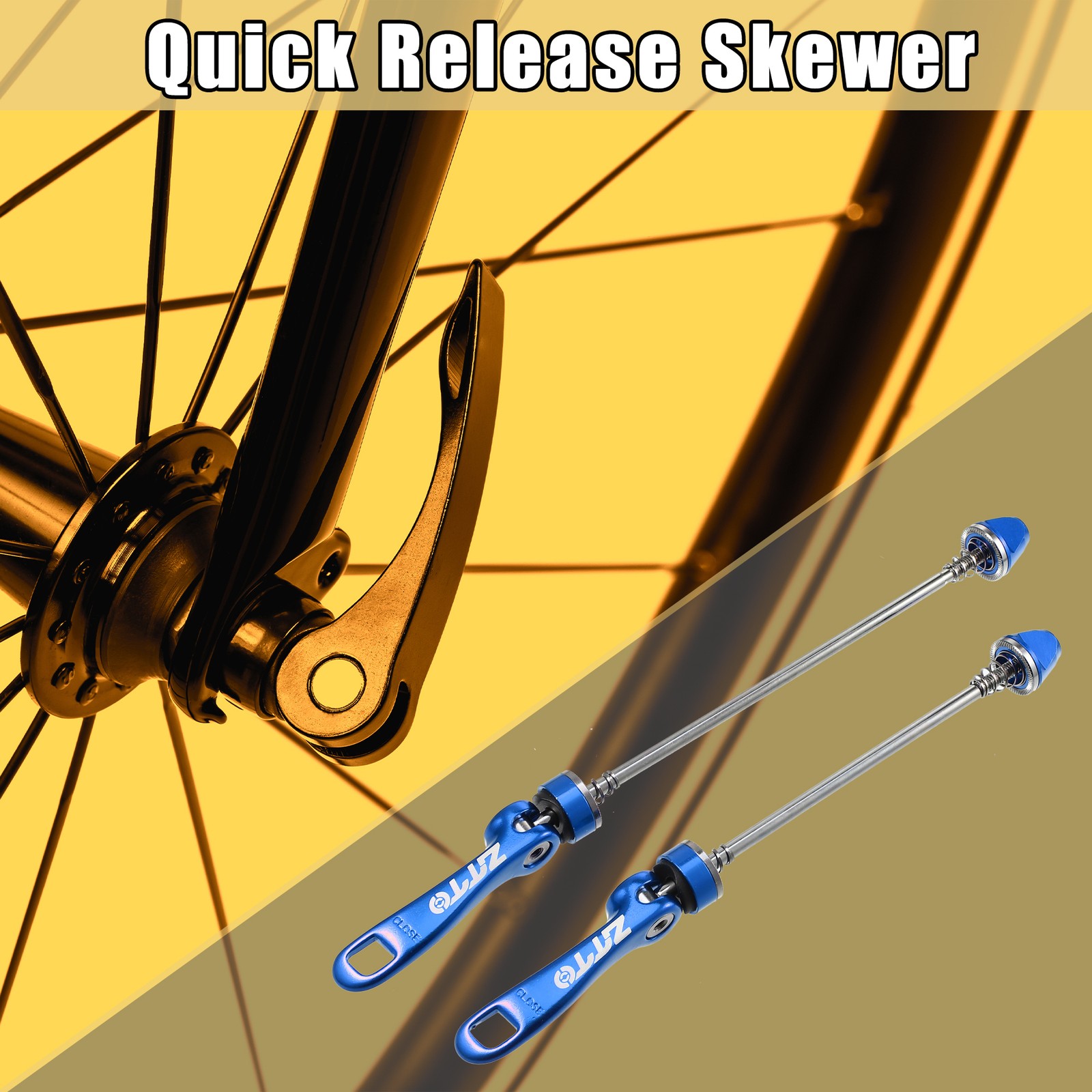 2 Pcs Bicycle Quick Release Axles Skewers Lever Front Rear 150mm 190mm Blue