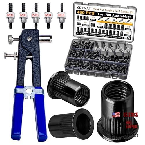 Rivet Nut Tool Kit, 490Pcs Black Zinc Black Zinc 490 PCS Rivet Nut Tool Kit
