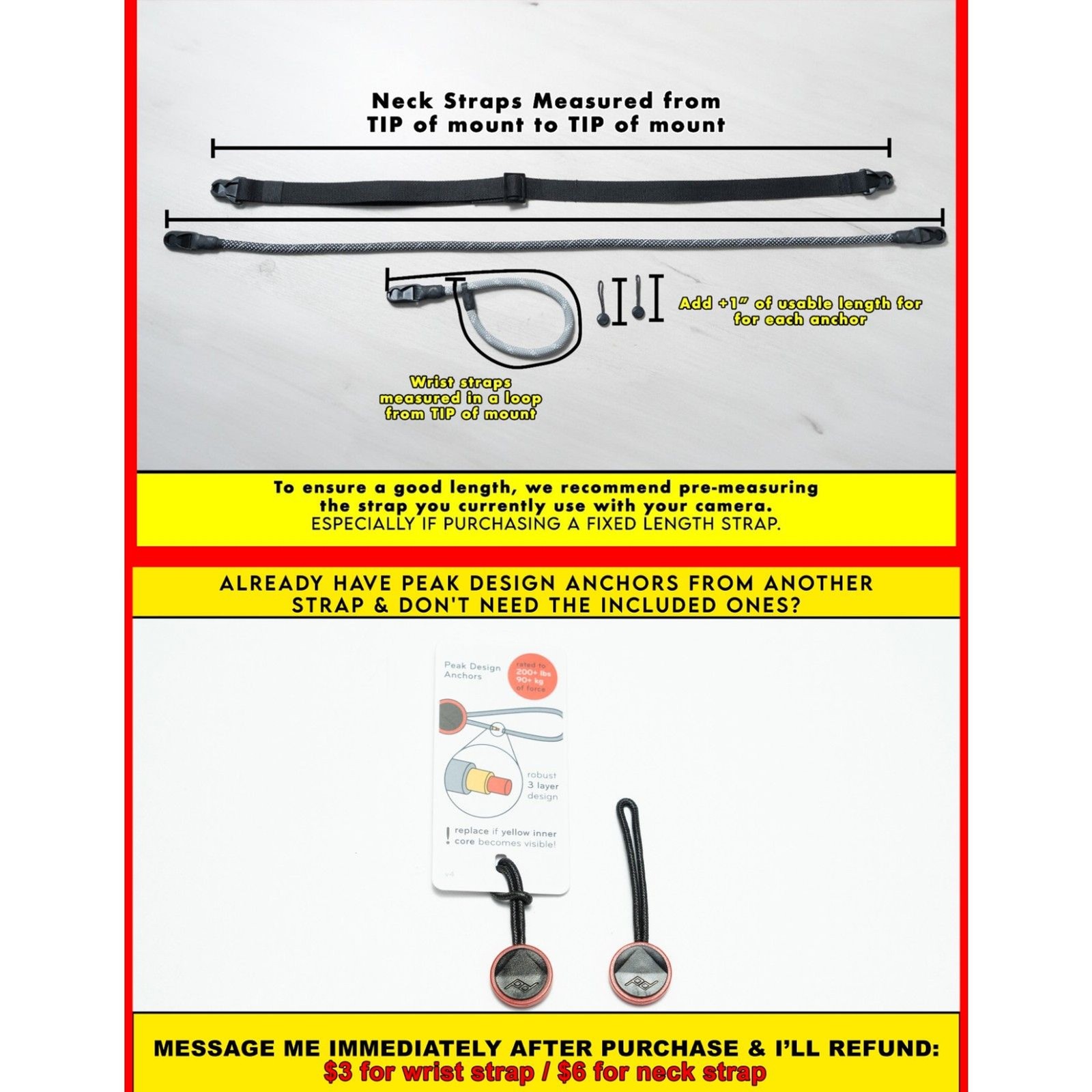 Handmade Off-White Cotton Adjustable Camera Strap + Peak Design Anchors 48”
