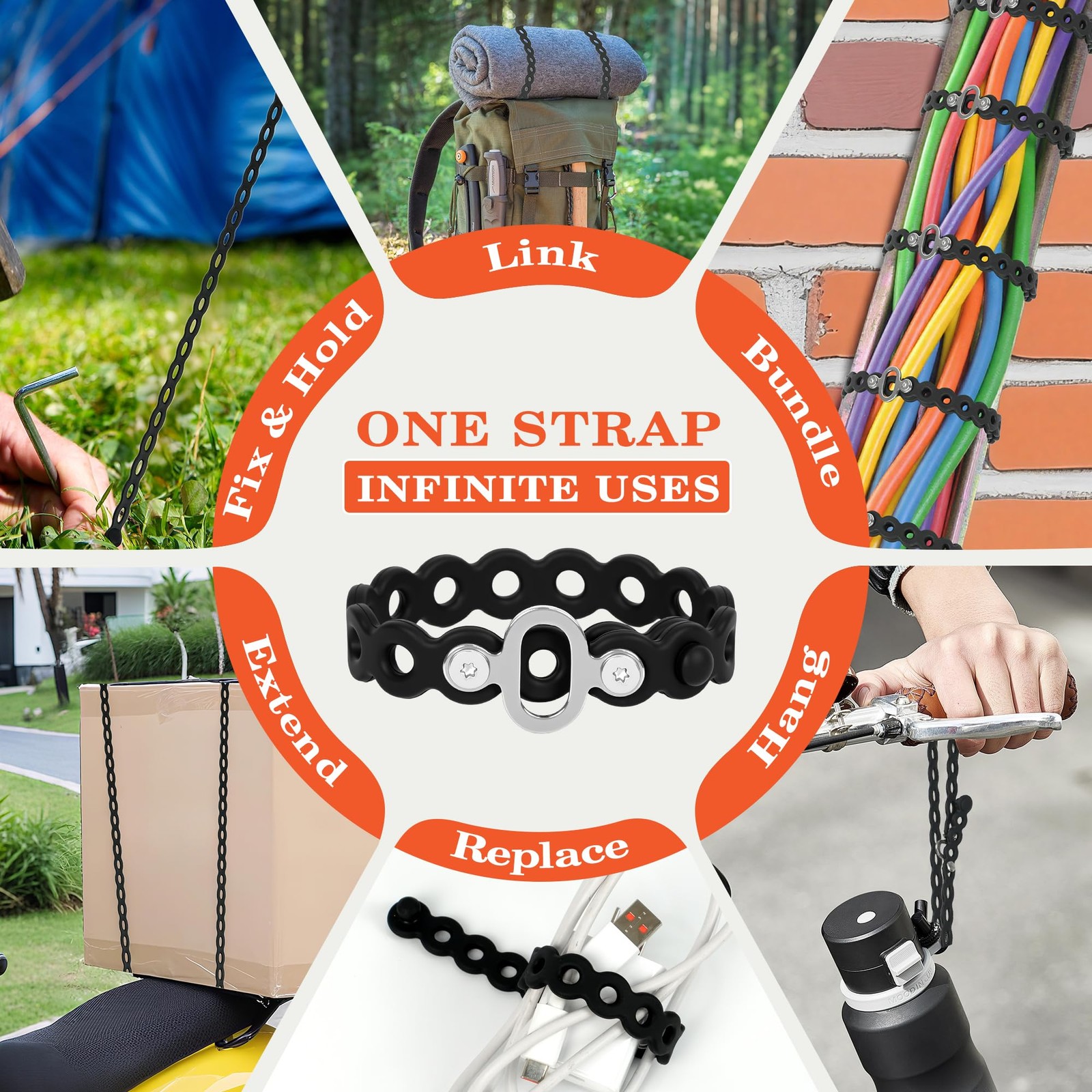 Modular Straps (4-Pack), Flexible Multi-Tool, Gear Strap for Outdoor Adventur...