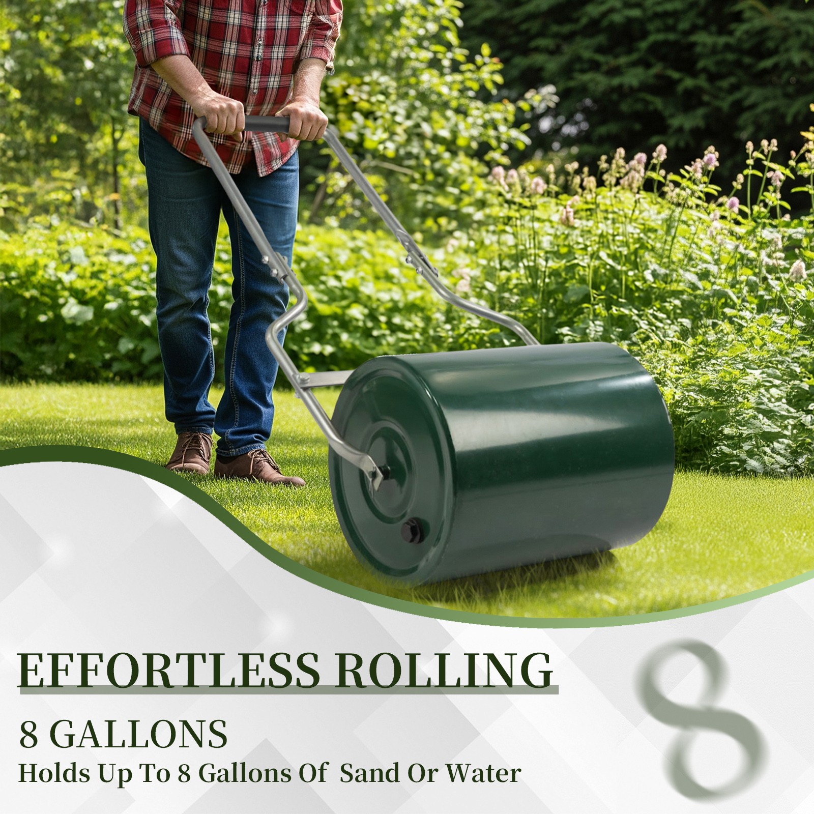 24in Heavy Duty Steel Lawn Roller, Garden Roller