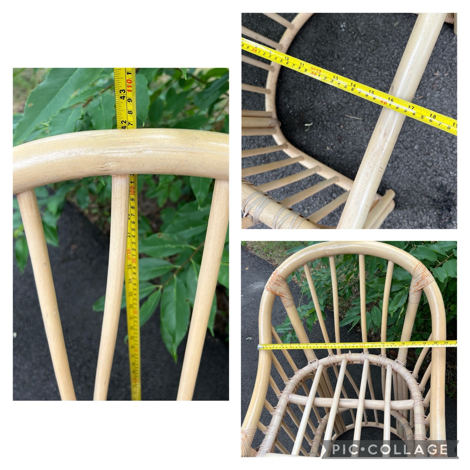 Vtg Rattan Bamboo Bar Stool Set Pair 42"H x20"W x16.75"L *LOCAL PICKUP NJ 07753*