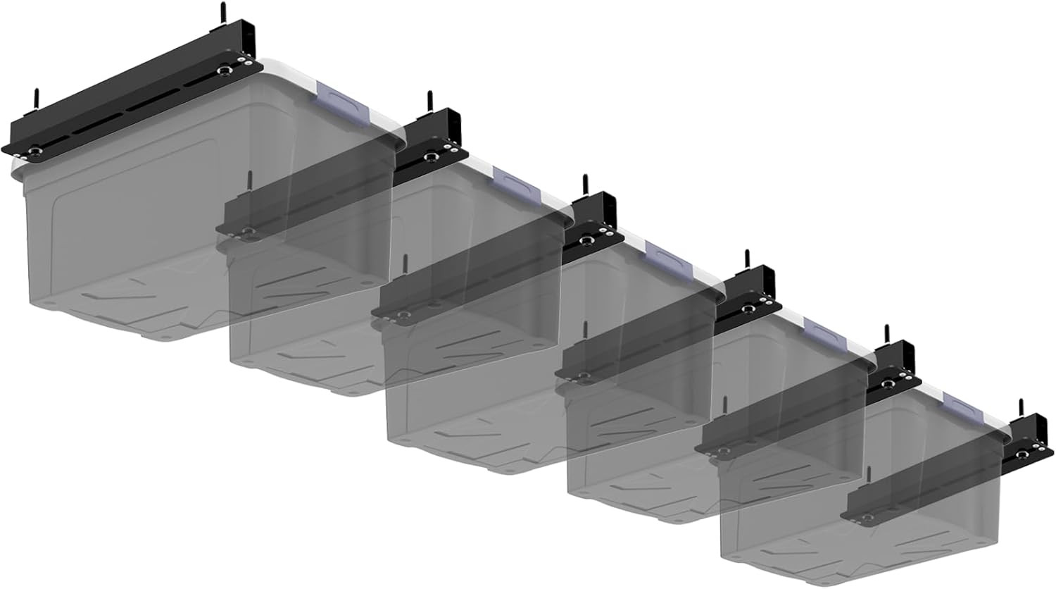 6-Pack Overhead Storage Rack, Ceiling Rack for Bin Organization, Heavy-Duty Gara