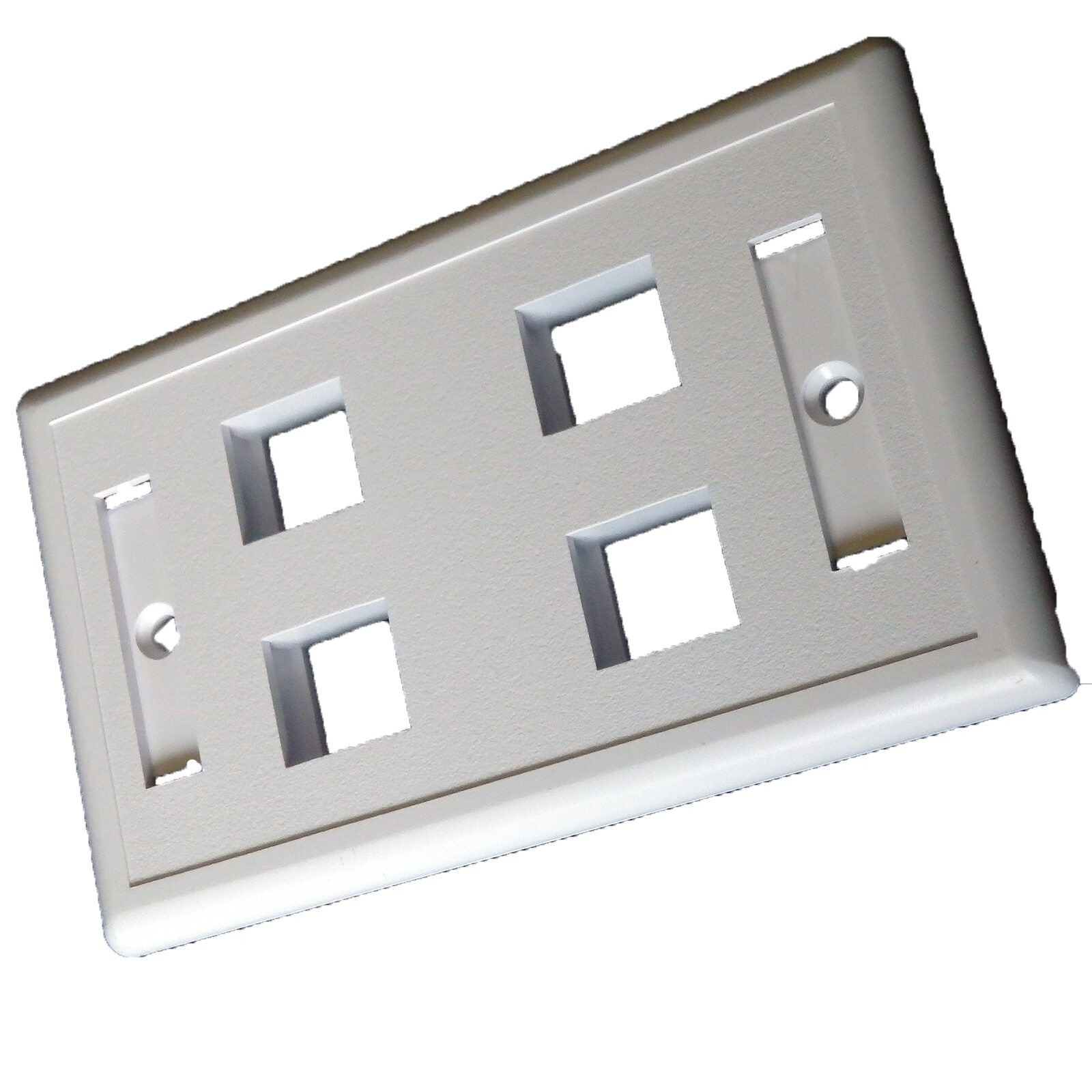 100 -4 Port Keystone Faceplate White w/Windows RJ45 Cat6 Faceplate USA Seller