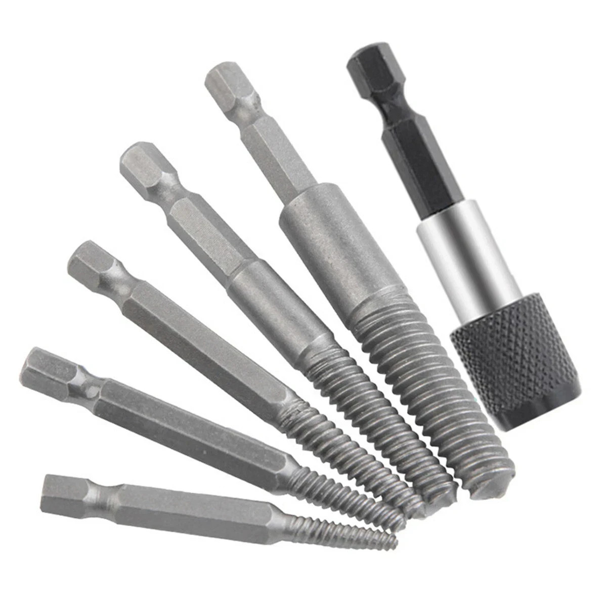 6PCs Screw Extractor Easy Out Drill Bits Kit Damaged Screw Bolt Stud Remover Set