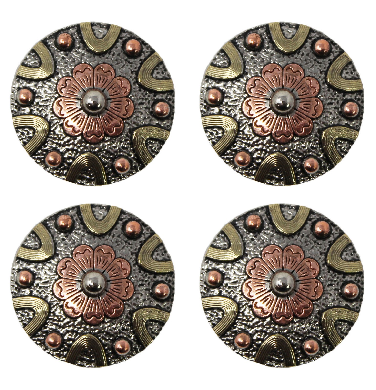 Concho Set of 4 Conchos Western Saddle Tack Copper Flower Co543