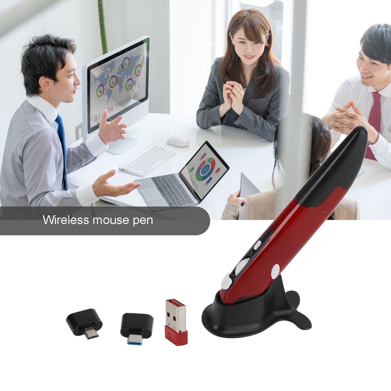 Adjustable DPI 2.4G USB Portable Handheld Wireless Optical Trackball Pen Mouse