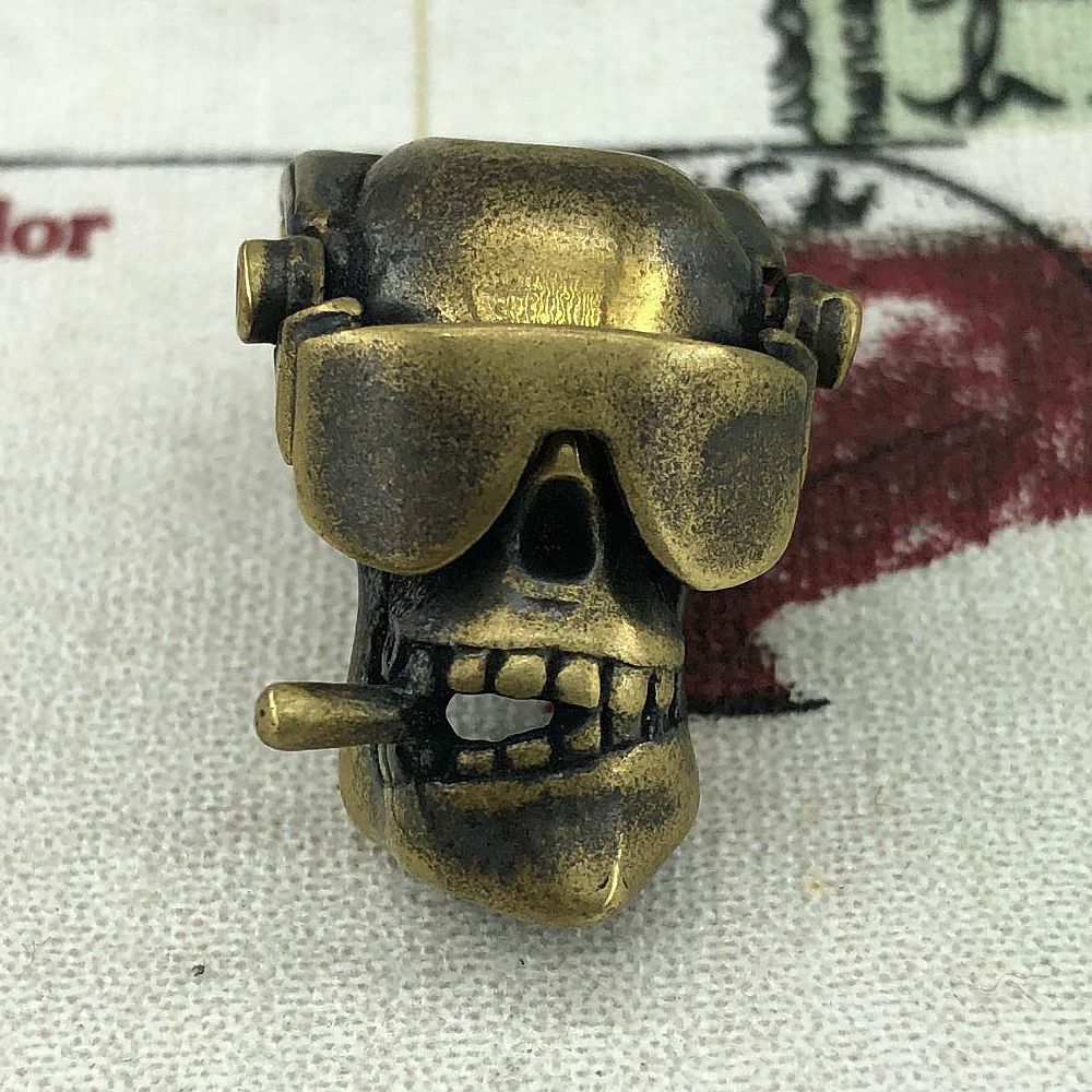 DIY Cigar Skull Pendant Retro Brass Copper Paracord Knife Beads Lanyard Pendants