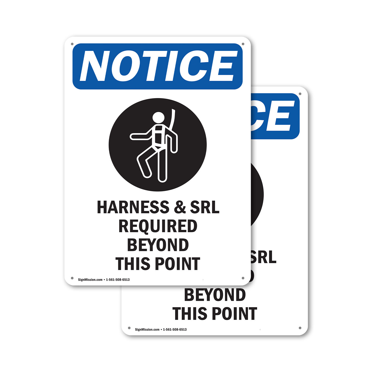 (2 Pack) Harness & SRL Required OSHA Notice Sign Decal Metal Plastic
