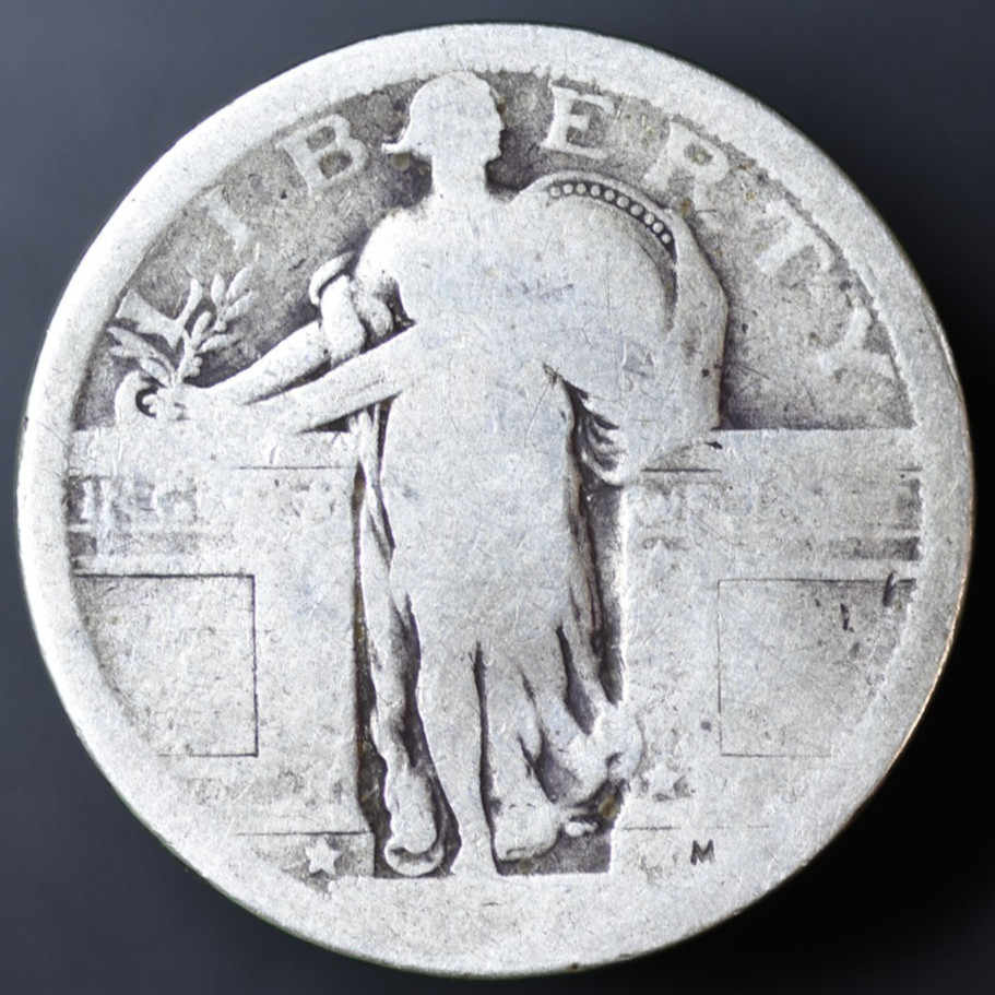 1917-P TYPE 1 Standing Liberty Quarter. NO DATE. No Stars Under Eagle (#7954)