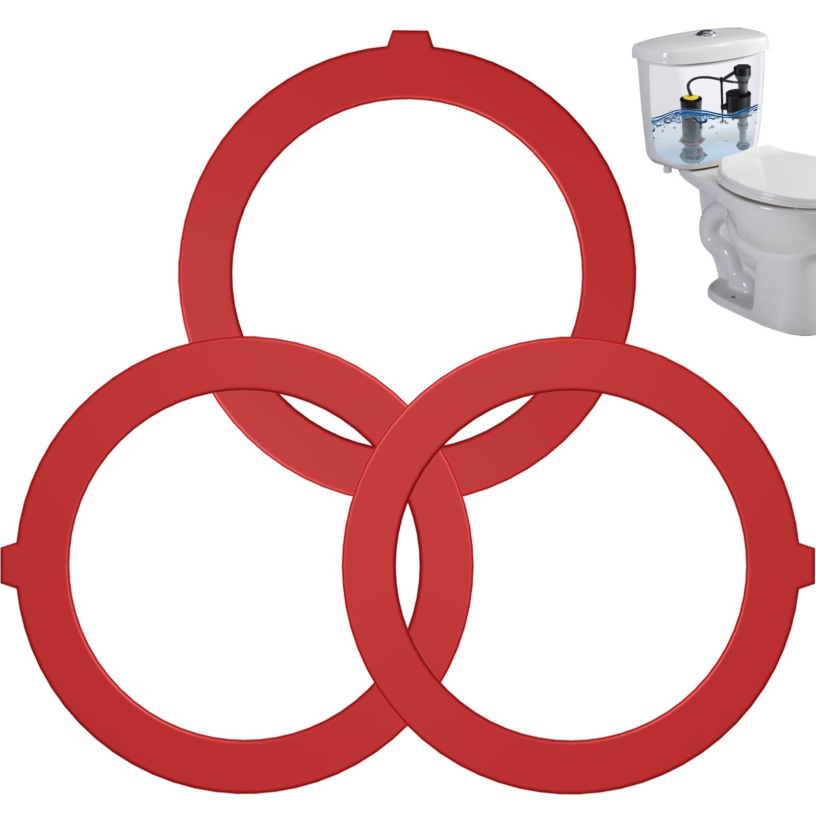 Flush Valve Seal for Kohler, 3 Pack Upgraded Silicone Material Red 3