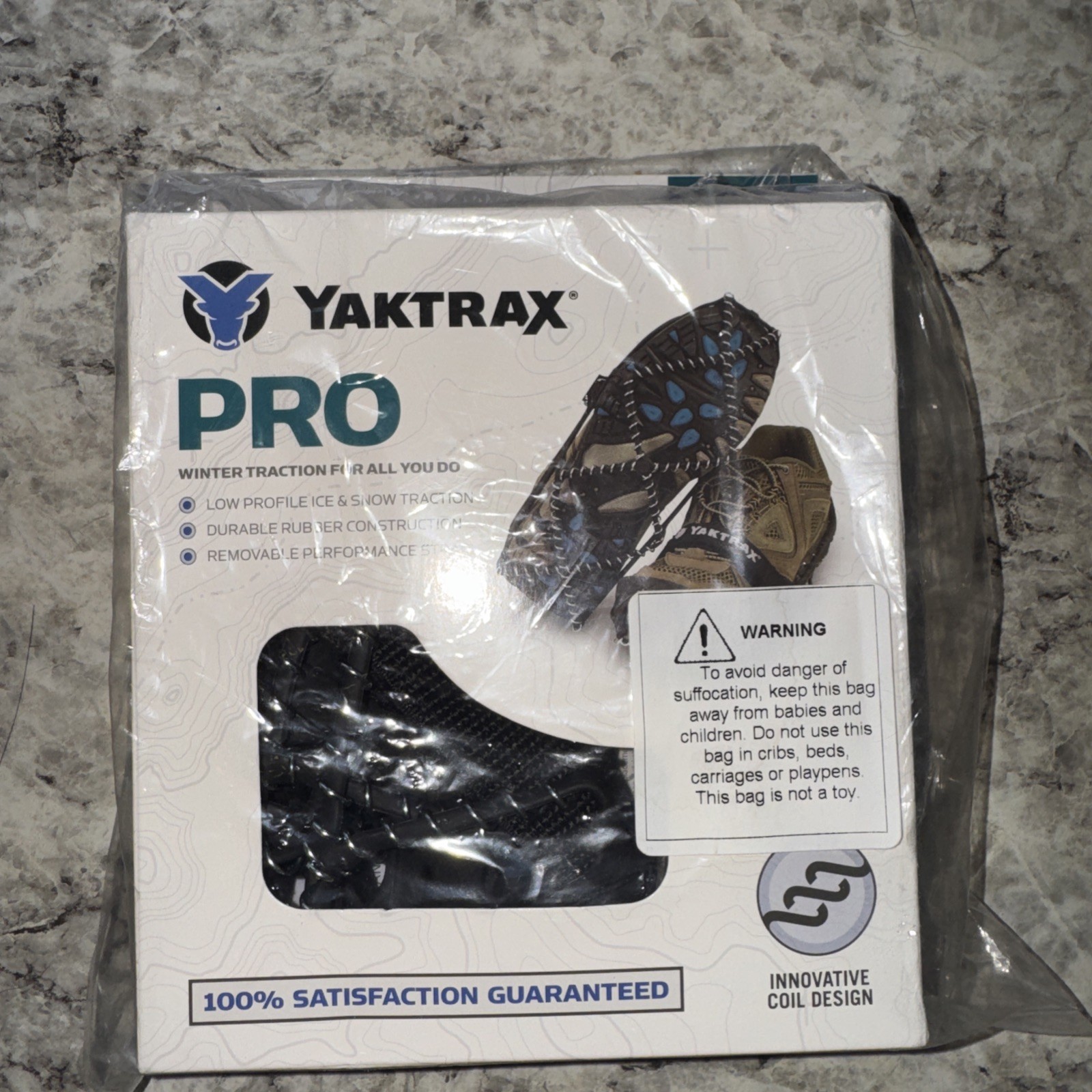Yaktrax Pro Traction Shoe/Boot  Shaped Coil  Design Black Size Small