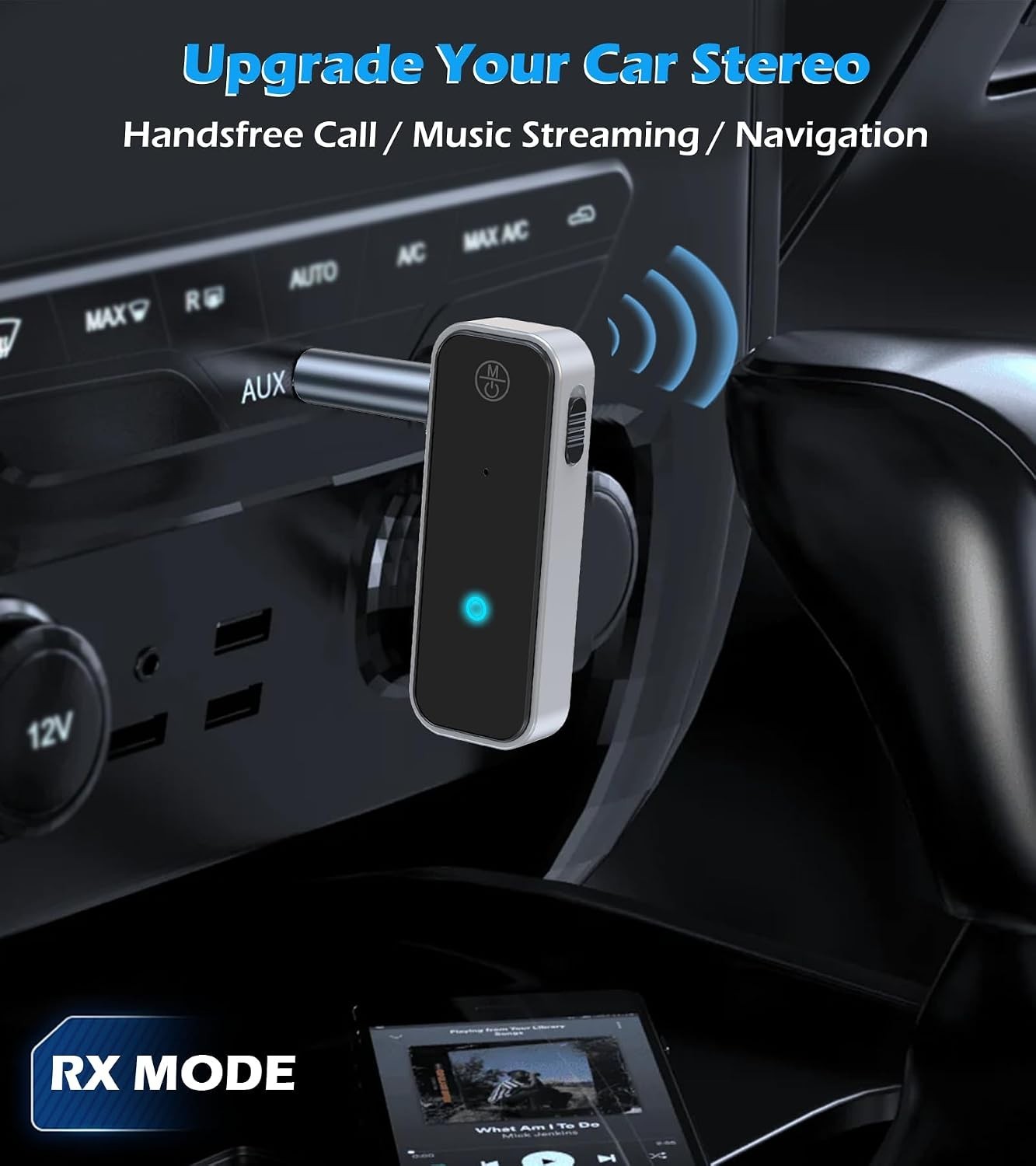 Bluetooth 5.3 Transmitter Receiver for Airplane, 2-in-1 AUX Wireless Adapter ...
