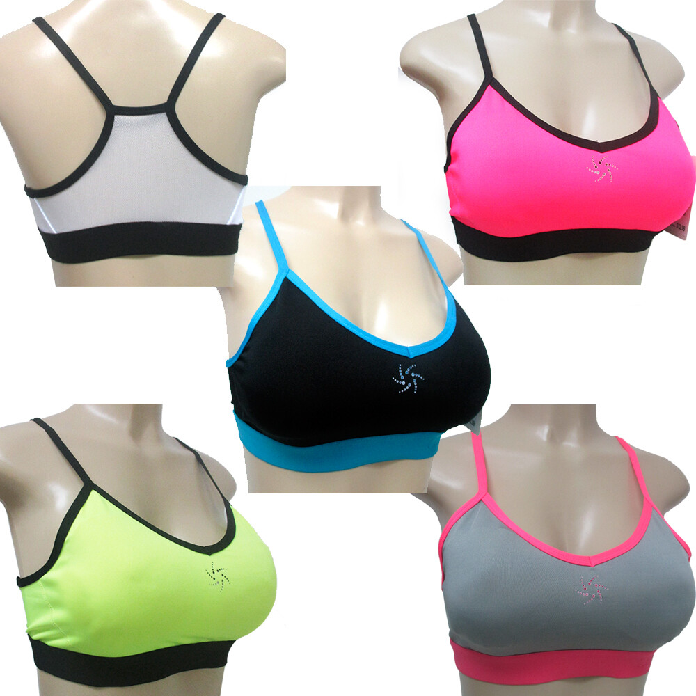 Womens Yoga Sports Bra Fitness Stretch Workout Seamless Padded Fashion Racerback