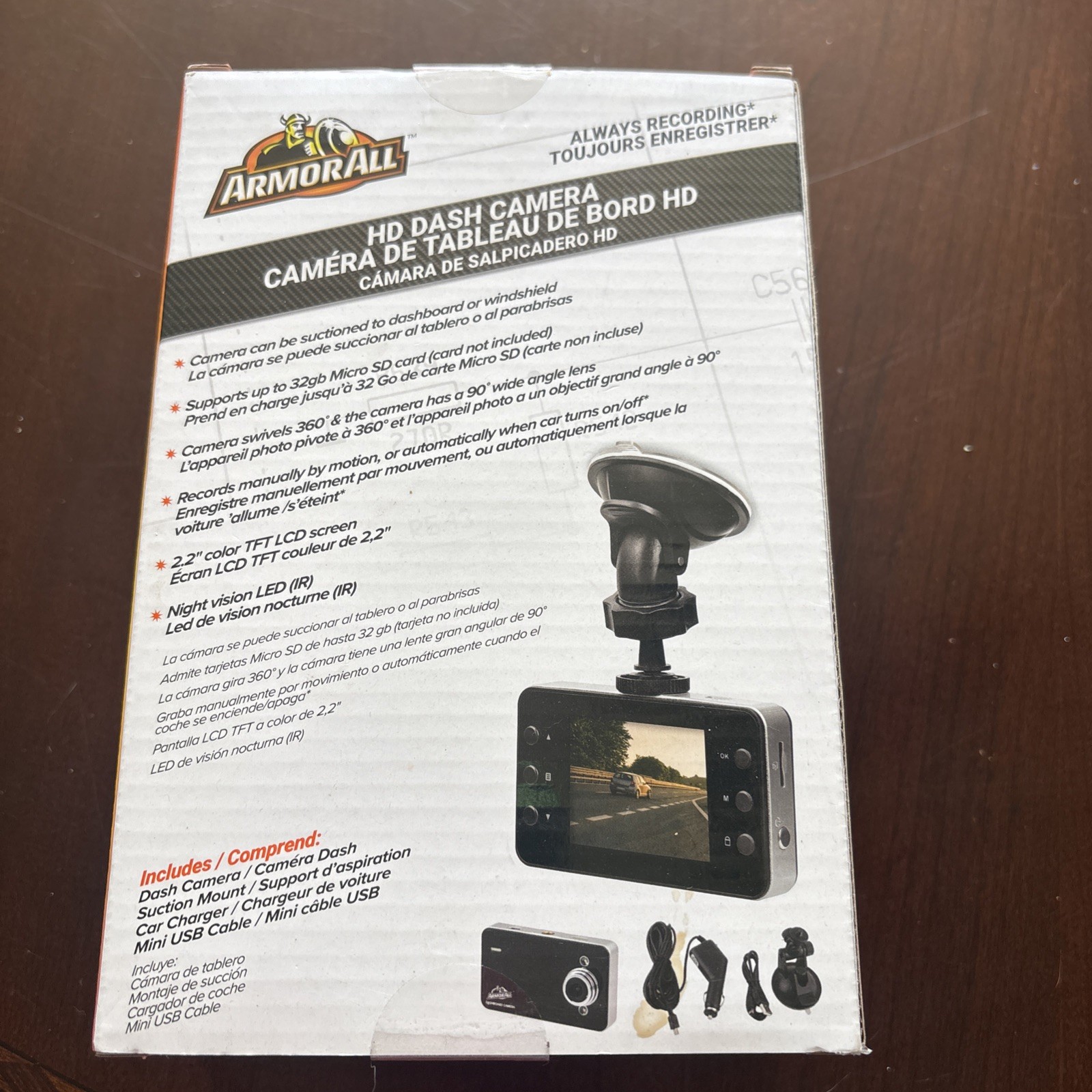 ArmorAll HD Dash Camera with Suction Mount 2.2" Color LCD Screen NIB
