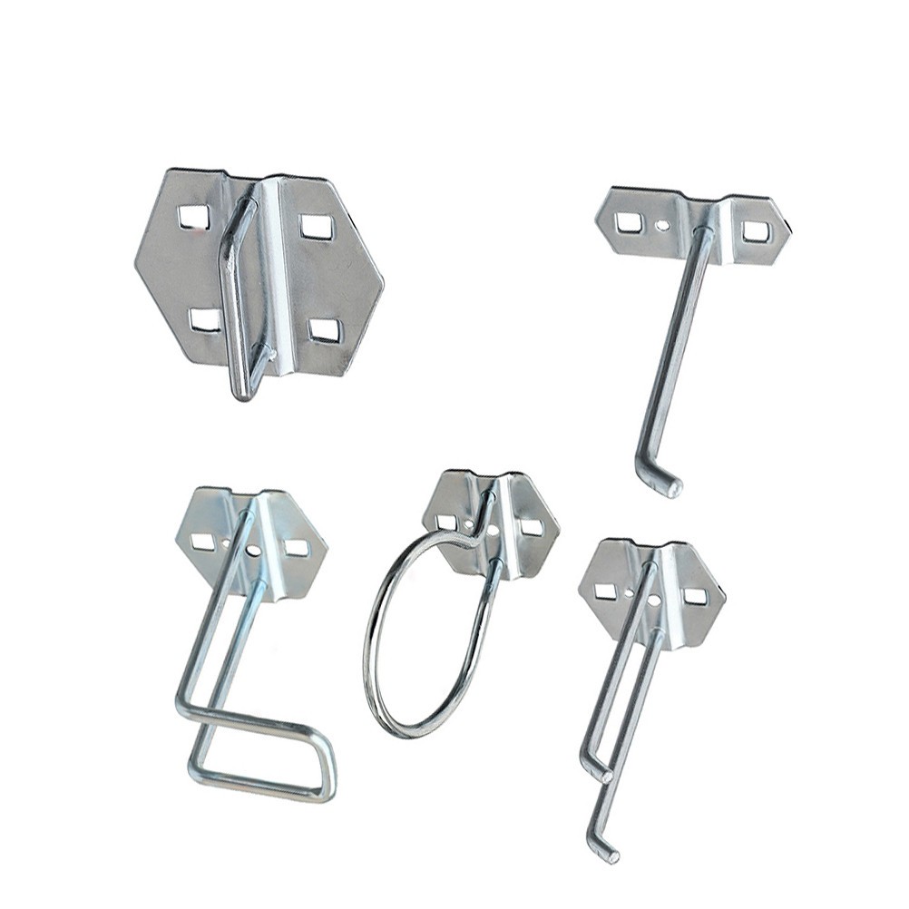 Metal Pegboard Hooks Set with Curved U Shaped and Ring Hooks for Tools