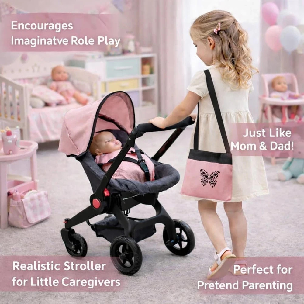 Convertible Travel Stroller Toddler Play Toy Car Seat Two in One Foldable Baby
