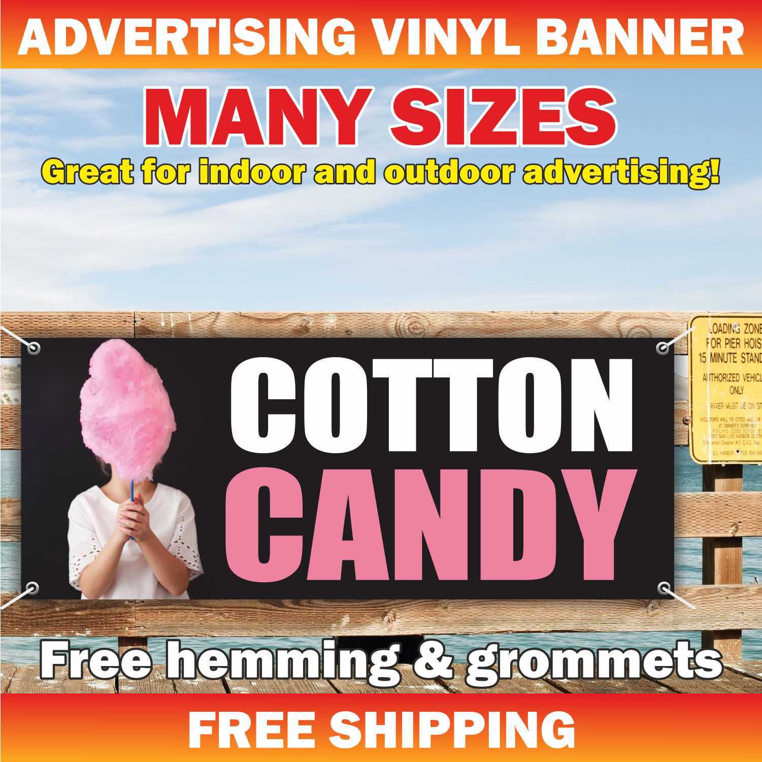 COTTON CANDY Advertising Banner Vinyl Mesh Sign sweets carnival salted caramel