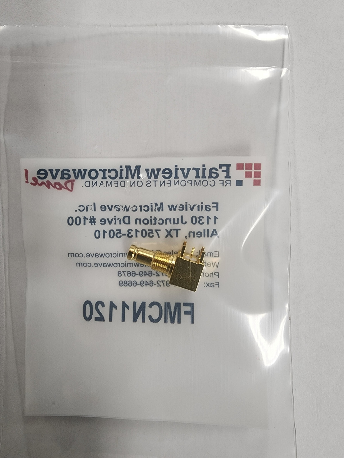 Fairview Microwave FMCN1120 RA 75 Ohm 1.0/2.3 Bulkhead PCB Connector NEW!