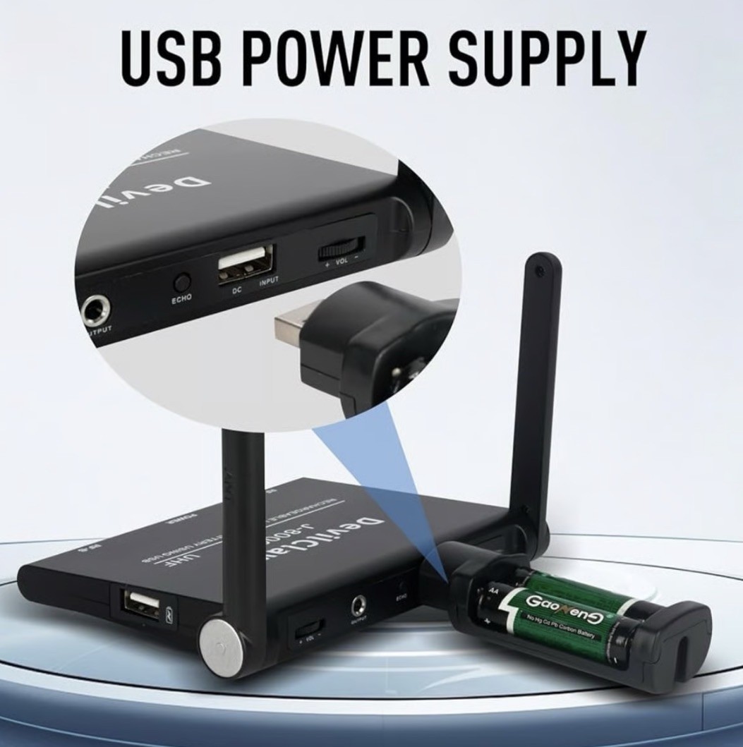 Devil Claw J-8000 Wireless Microphone System, 2 Dual Wireless Mics 262ft Range
